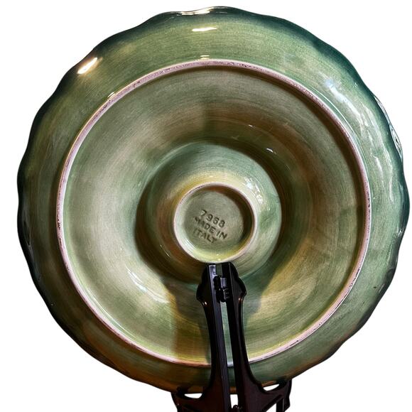 Green Leaves Chips and Dip Platter Ceramic Made in Italy - Picture 3 of 6